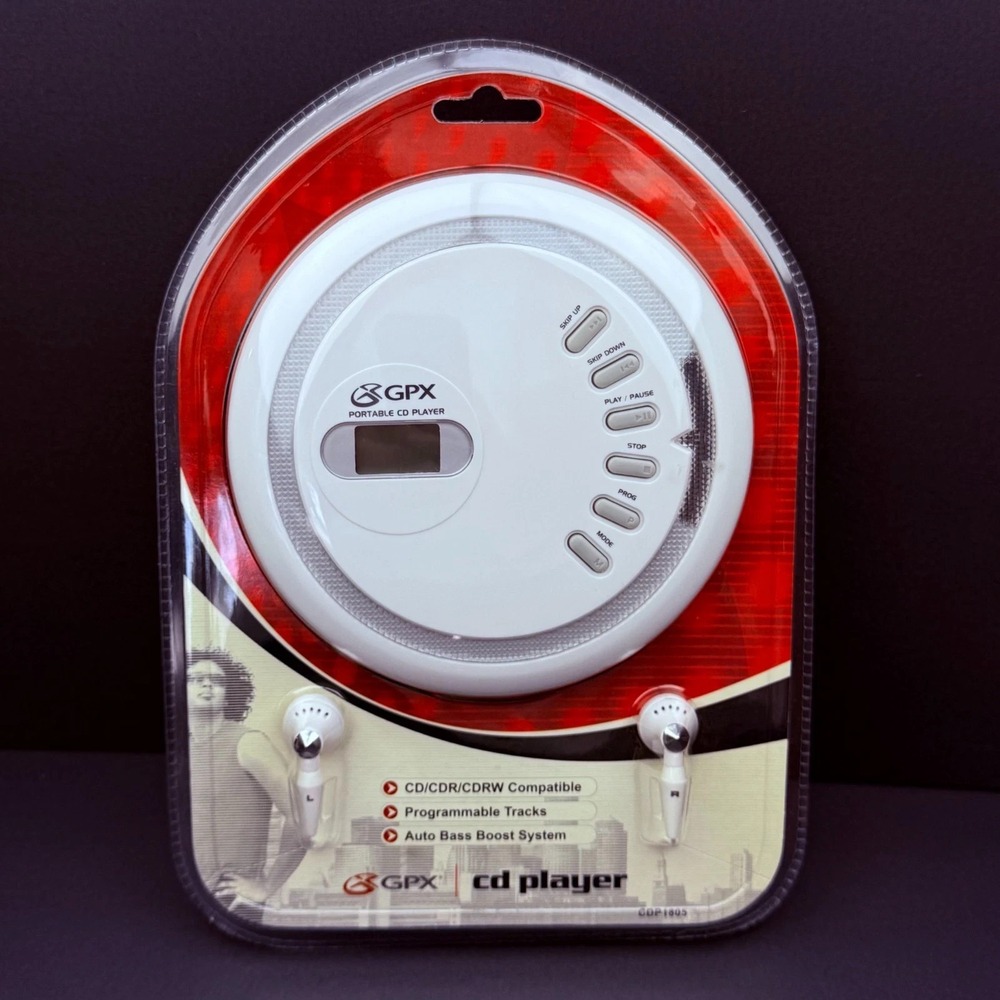 GPX Portable CD Player CDP1805โ White Headphones